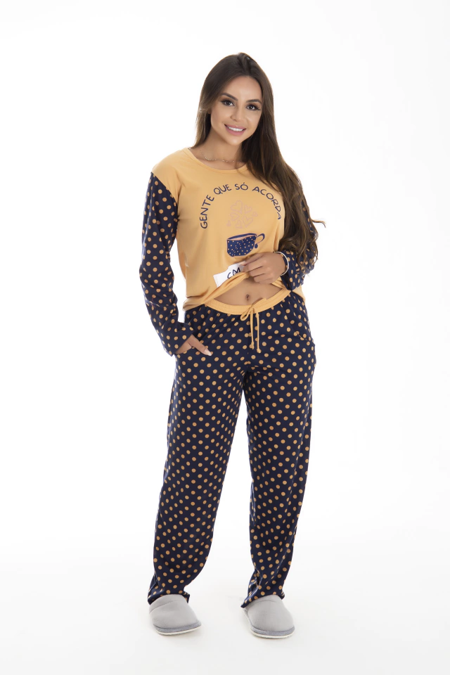 Pijama Longo Feminino com bolso