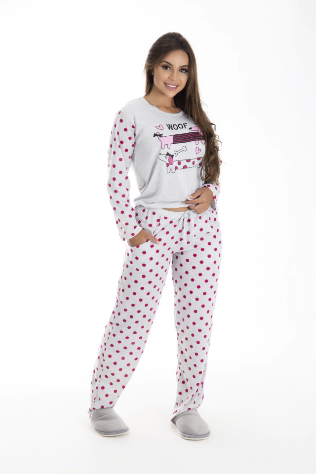 Pijama Longo Feminino com bolso